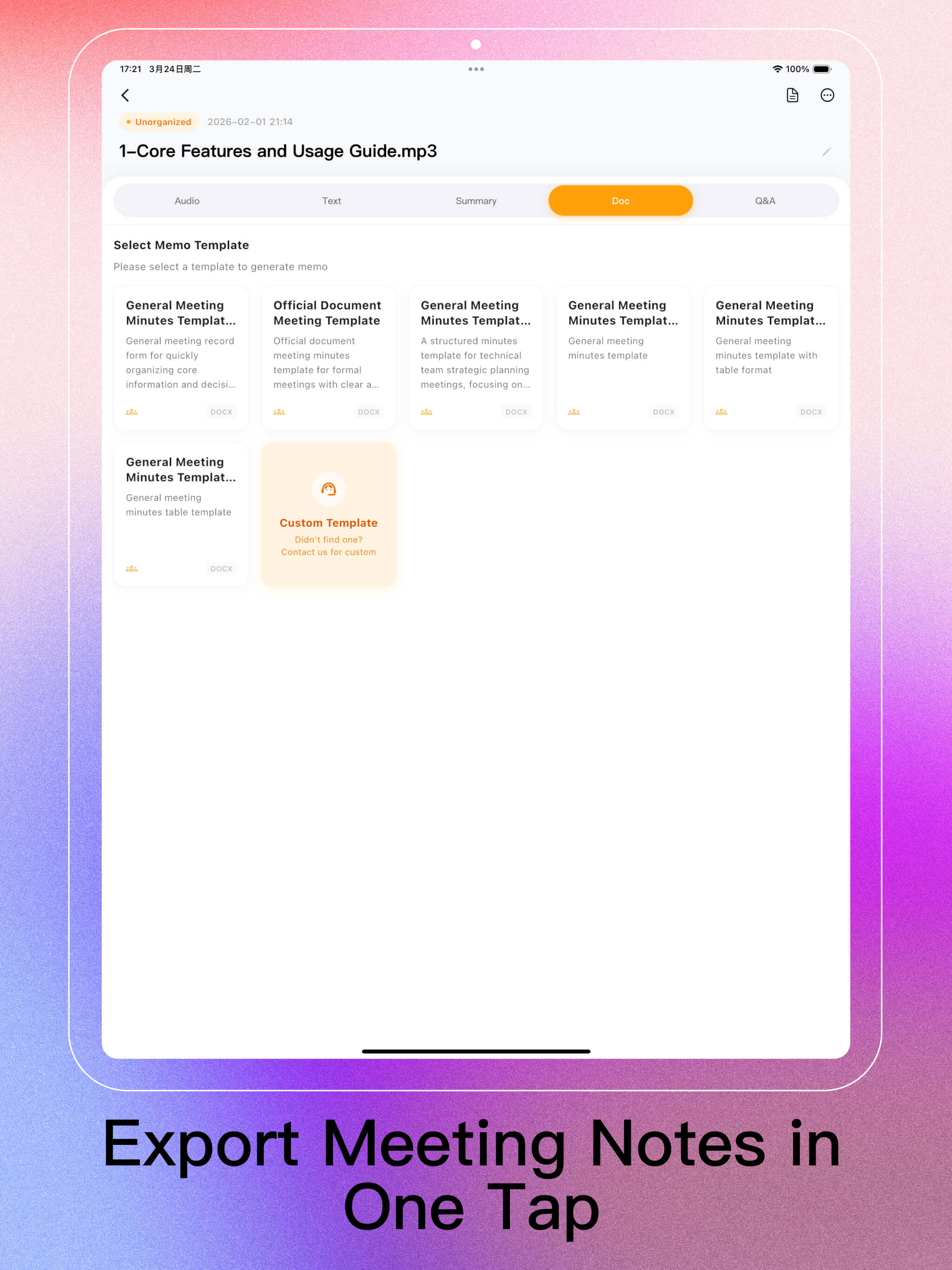 Export Meeting Notes in One Tap